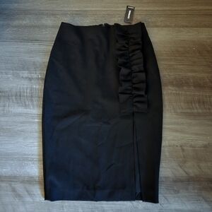NWT Express Ruffle Side Slit Midi Skirt